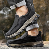 Men's Faux Leather Seam‌ Outdoor Casual Soft Sole Comfy Non-Slip Walking Shoes