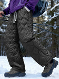 Men's Drawstring Winter Warm Fleece Lined Quilted Outdoor Pants