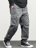 Men's High Steet Simple Cotton Loose Fit Multi Pockets Cargo Pants