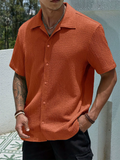 Men's Summer Wear Textured Short Sleeve Button Down Shirts