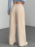 Women's Drawstring Loose Fit High Waist Corduroy Wide Leg Pants