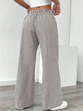 Women's Casual Street Striped Drawstring Wide Leg Pants