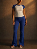 Womens 2 Piece Raglan Tee High Waisted Flare Leggings Set