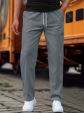 Men's Comfortable Textured Casual Regular Fit Straight Leg Pants