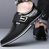 Men's Faux Leather Hook and Loop Fastener Flats Shoes