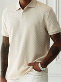 Men's Woven Print Casual Summer Short Sleeve Polo Shirts