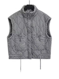 Women's Sports Style Stand Collar Sleeveless Zipper Jacket with Pocket