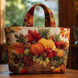 Autumn Harvest Pumpkin Quilted Tote Bag