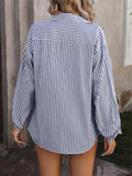 Long Sleeve Striped Button Up Blouses for Ladies