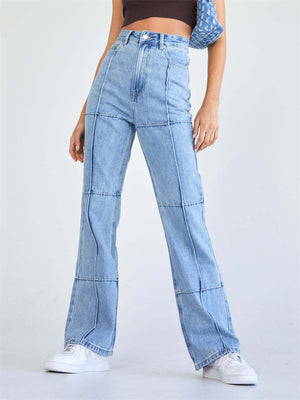 Spring Summer Casual High Waist Blue Jeans for Women