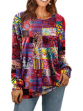 Women's Casual Autumn 3D Digital Printing Round Neck Long-sleeved Shirts