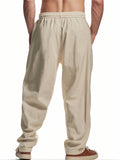 Men's Casual Linen Boho Contrast Color Drawstring Pants