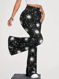 Women's Casual Celestial Print Flared Yoga Pants Stretchy Comfy Trousers