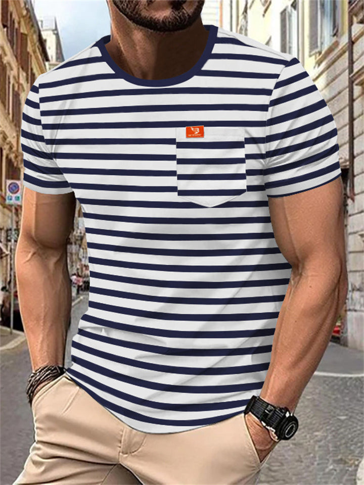Men's Summer Casual Striped Short Sleeve Shirt