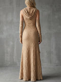 Women's Chic Hooded Crinkle Arm Warmers Desert Festival Maxi Dress