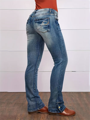 Women's Embroidered Stretch Simple Casual Jeans