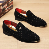 Men's Vintage Faux Suede Leopard Head Badge Dress Shoes