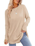 ‌Women's Simple Rpund Neck Long Sleeve Loose Fit Casual T-Shirt‌s