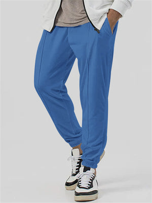 Solid Color Ankle-tied Sweatpants for Men