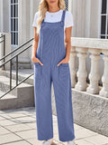 Women's Summer Casual Solid Color Pockets Strap Jumpsuits