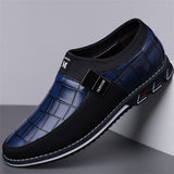 Men's Casual Plaid Faux Leather Flats Slip-ons Shoes