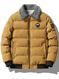 Men's Winter Fleece Lined Thickened Corduroy Workwear Retro Parka Coats