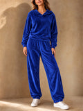 Women Velvet Hoodie and Jogger Pants Two Piece Tracksuit Set