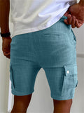 Men's Summer Casual Elastic Waist Patch Pocket Cargo Shorts