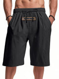 Men's Solid Color Casual Drawstring Beach Shorts
