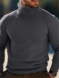 Men's Soft Simple Slim Fit High Neck Ribbed Knit Sweaters