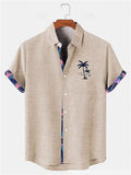 Men's Summer Holiday Style Contrast Trim Printed Lapel Short Sleeve Shirts