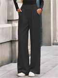 C‌omfy Elastic Waist Pleated Drape Wide Leg Pants for Women‌