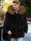 Men's Fashion Warm Faux Fur Hooded Overcoat for Winter