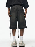Men's Loose Fit Vintage Cargo Denim Shorts with Multi Pocket
