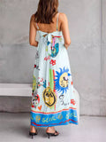 Lovely Cartoon Printed Women's Back Tie-up Dress