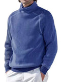 Men's Fashion High Neck Long Sleeve Ribbed Knit Tops