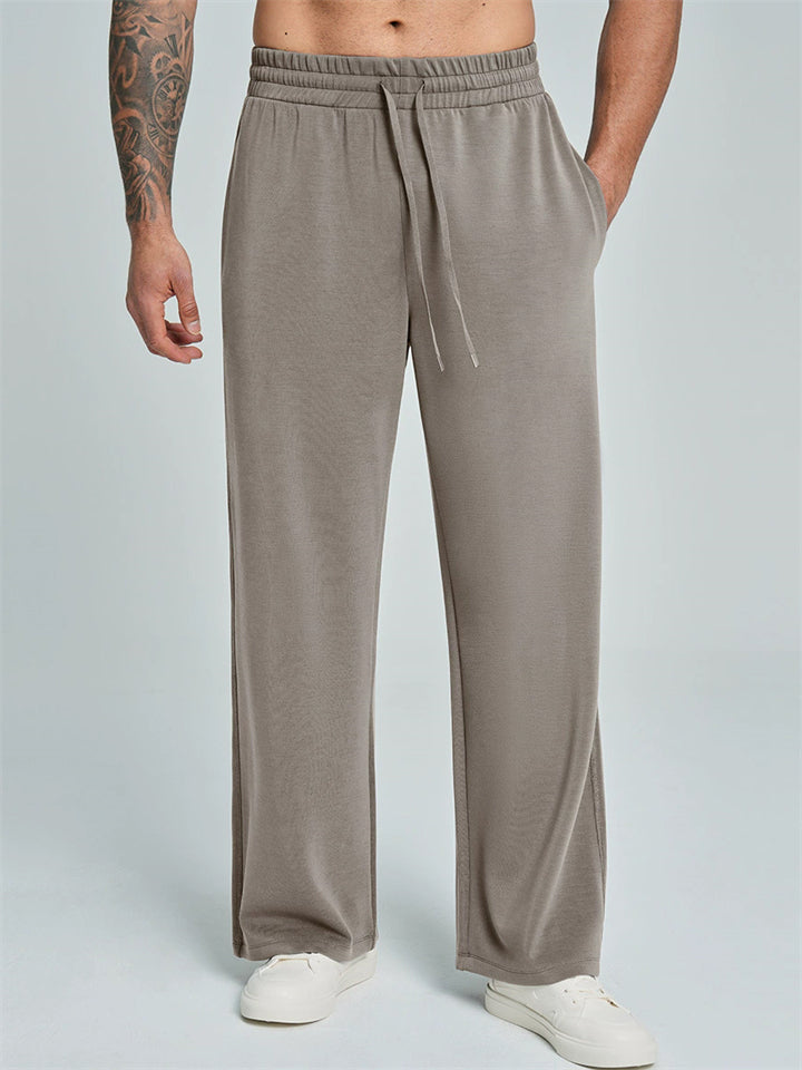 Men Comfy Wide Leg Drawstring Elastic Waist Loose Fit Pants