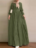Muslim Vintage Women's High-Rise Button Up Dress