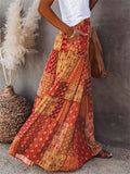Boho Style Female Layered Paisley Printed Skirt with Pockets