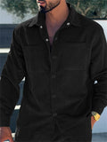 Men's Solid Color Lapel Corduroy Cardigan Jackets