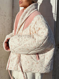 Women's Winter Warm Lace Up Printed Reversible Garment Coat