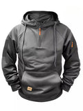 Men's Simple Plain Color Quarter Zip Pullover Hoodies