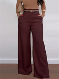 Women's High Waist Wide Leg Flared Pants with Pockets