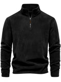 Men's Stand Collar Half-zipper Pullover Autumn Long Sleeve Fleece Tops