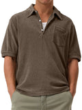 Men's Solid Color Short Sleeve Lapel Polo Shirt