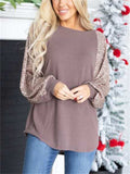 Fashion Sequins Long Sleeve Round Neck Shirt for Women