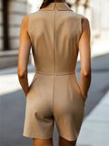 Women's Solid Color Chic Lapel Collar Jumpsuits with Asymmetric Wrap Front