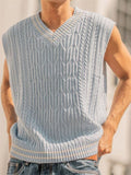 Summer Men's V-Neck Sleeveless Twisted Knitted Vest