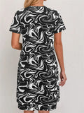Women's Summer Elegant Printed Short Sleeve Round Neck Dress