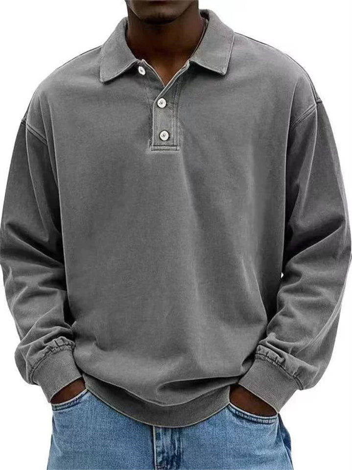 Casual Men's Polo Shirts Long Sleeve Lapel Polos